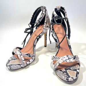 Gianni Bini - Abbrie Ankle Tie Snake Print Leather Sandals Size 9 1/2